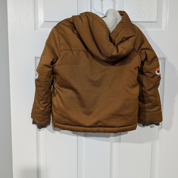 Cat & Jack Brown Hooded Winter Jacket with Monster Eye Design in Size 3T - Picture 5 of 12